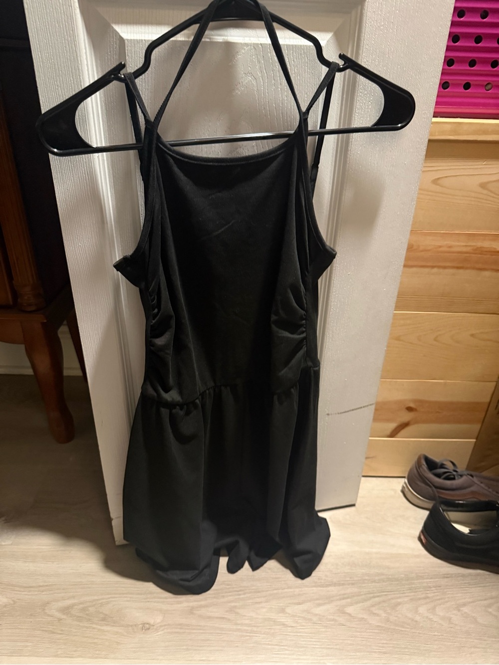 SHEIN Black Halter Romper with Open Back